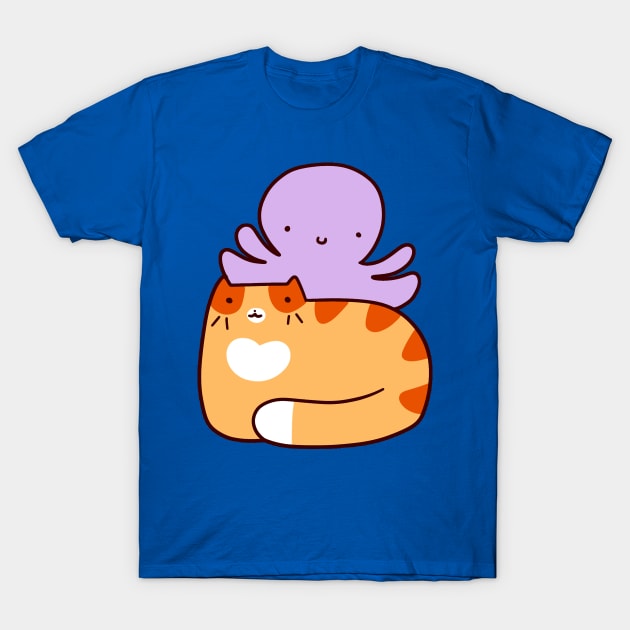 Orange Tabby and Octopus T-Shirt by saradaboru